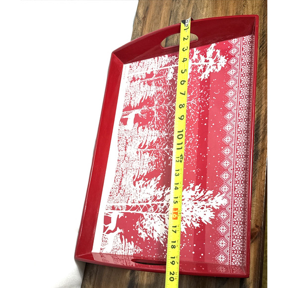 Michel Design Works Tray Red White Snowy Woodland Scene Christmas Winter Holiday - Picture 6 of 10